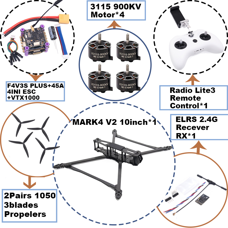 MARK4 V2 10 inci F4V3S/F4V3S P - Radiomaster Ranger 2.4Ghz Elrs Module ulasan dan harga
