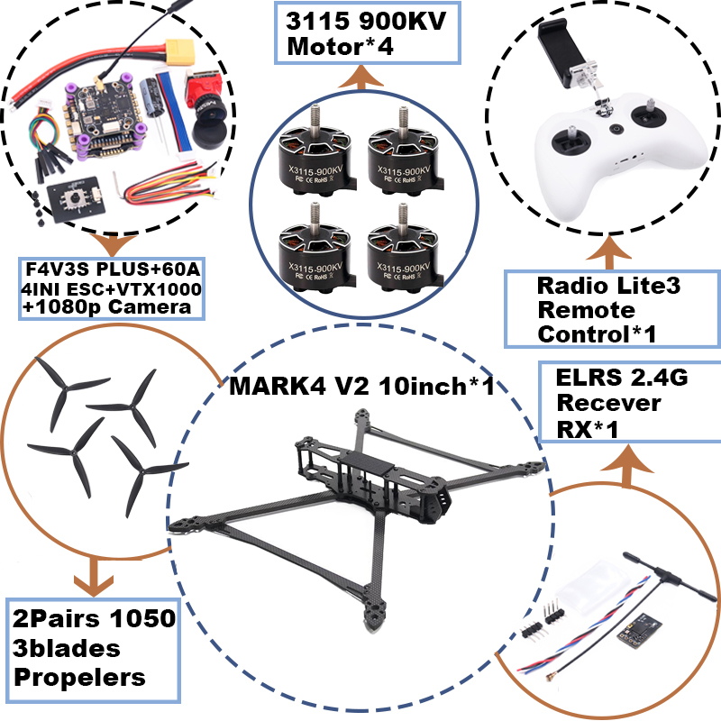 MARK4 V2 10 inci F4V3S/F4V3S P - Radiomaster Ranger 2.4Ghz Elrs Module ulasan dan harga